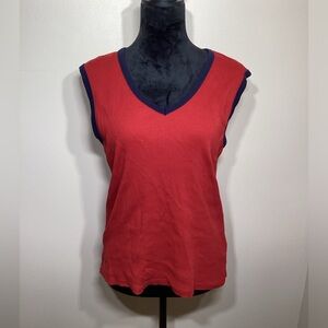 Ralph Lauren Red and Navy Blue Sleeveless Top Size XL